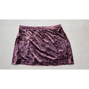 Abound Purple Crushed Velvet Pull On Mini Skirt L